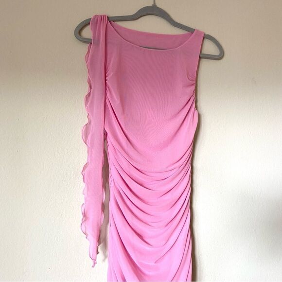 Lovers and Friends Vanessa Midi Pink Dress Gown Sheer Size S - Picture 9 of 10